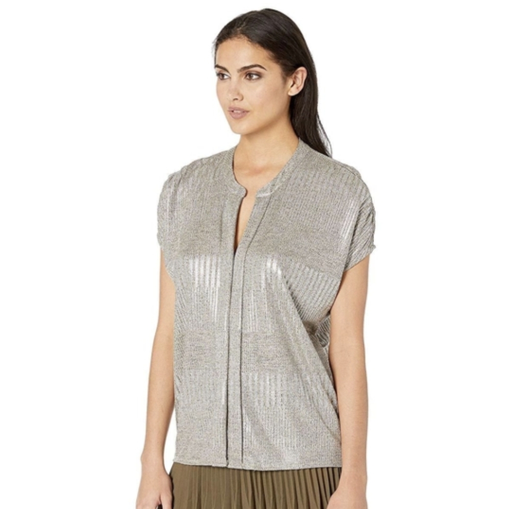 Anthropologie Bishop + Young Metallic Blake Blouse